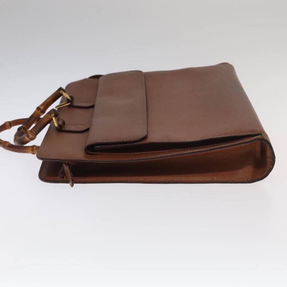 GUCCI Bamboo Business Bag Leather Brown Gold 1529593675 Auth ti2591 - Picture 5 of 16